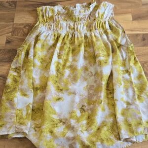 Joie Yellow and White Ruffled Blouse